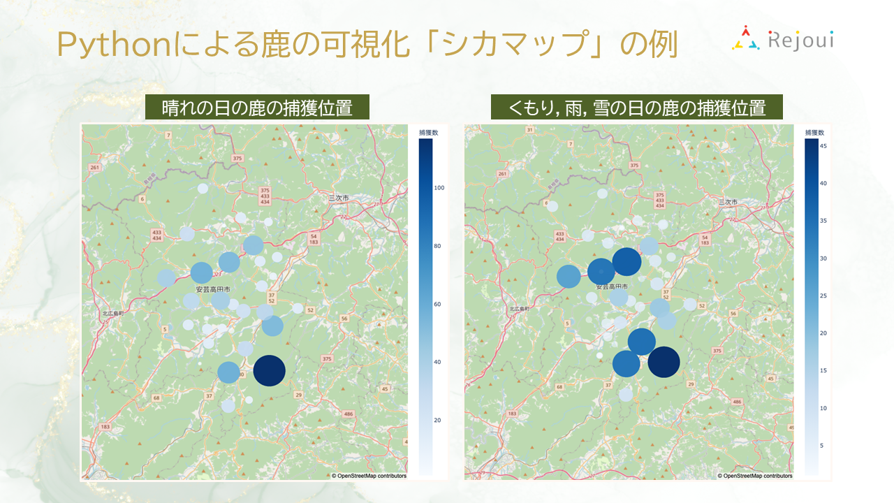 Pythonによって可視化されたシカマップのイメージ図